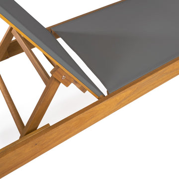 Lagunan 77.56"x26.38" Modern Minimalist Adjustable Acacia Wood Chaise Outdoor Lounge Chair - JONATHAN Y